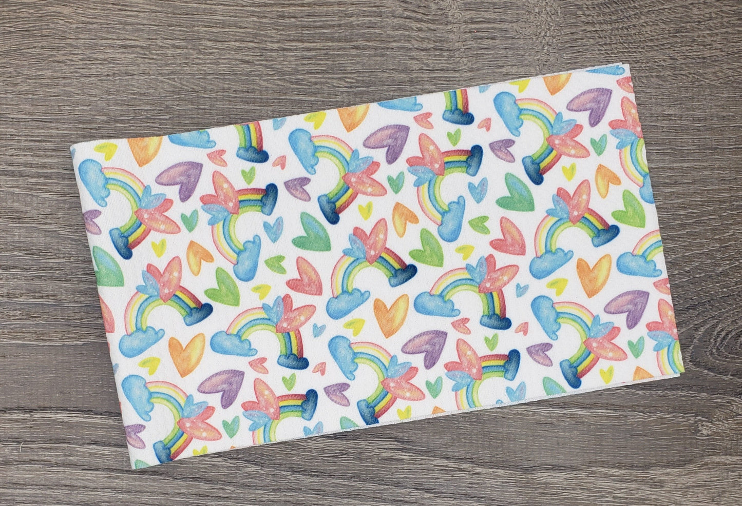 Hearts & Rainbows Fabric Strip- Bow Making- Headwrap- Scrunchies