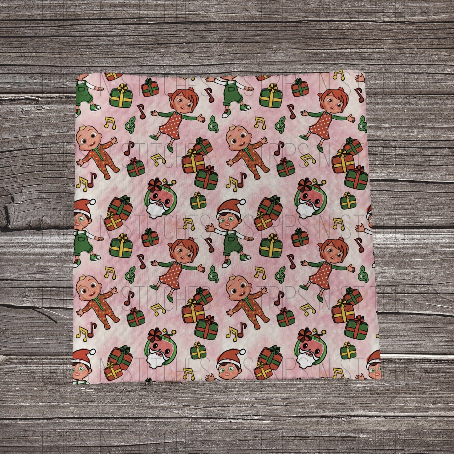 Christmas Cocomelon- Pink | Fabric Strip- Bow Making- Headwrap- Scrunchies