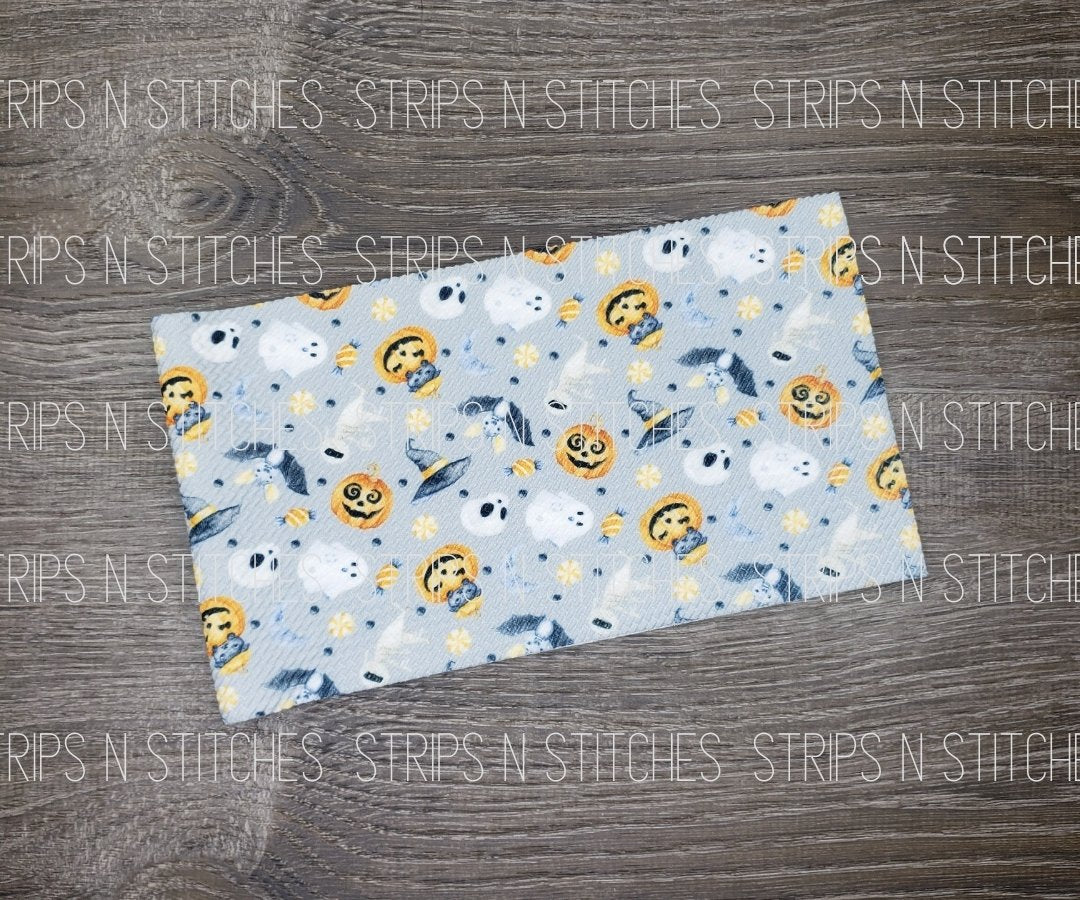 Watercolor Halloween Grey Fabric Strip- Bow Making- Headwrap- Scrunchies