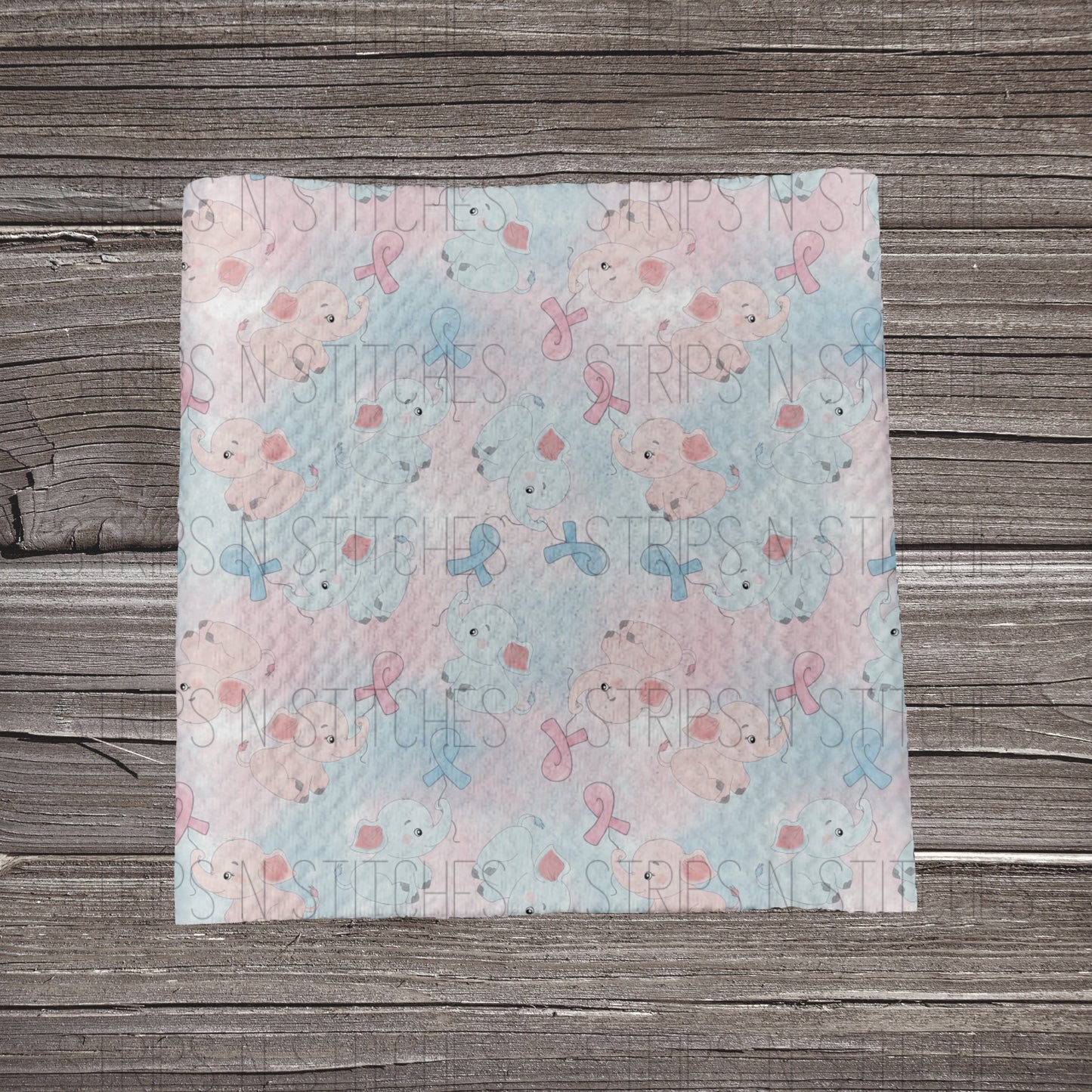 Pink & Blue Ribbons Elephants w/ ribbons | Fabric Strip- Bow Making- Headwrap- S