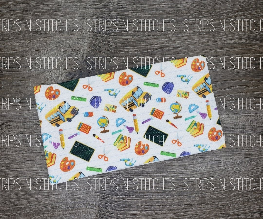 Back to School Notebook Fabric Strip- Bow Making- Headwrap- Scrunchies