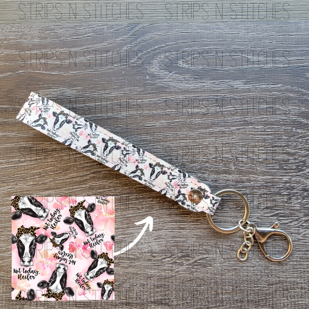 Not Today Heifer Faux Leather Wristband Keychain