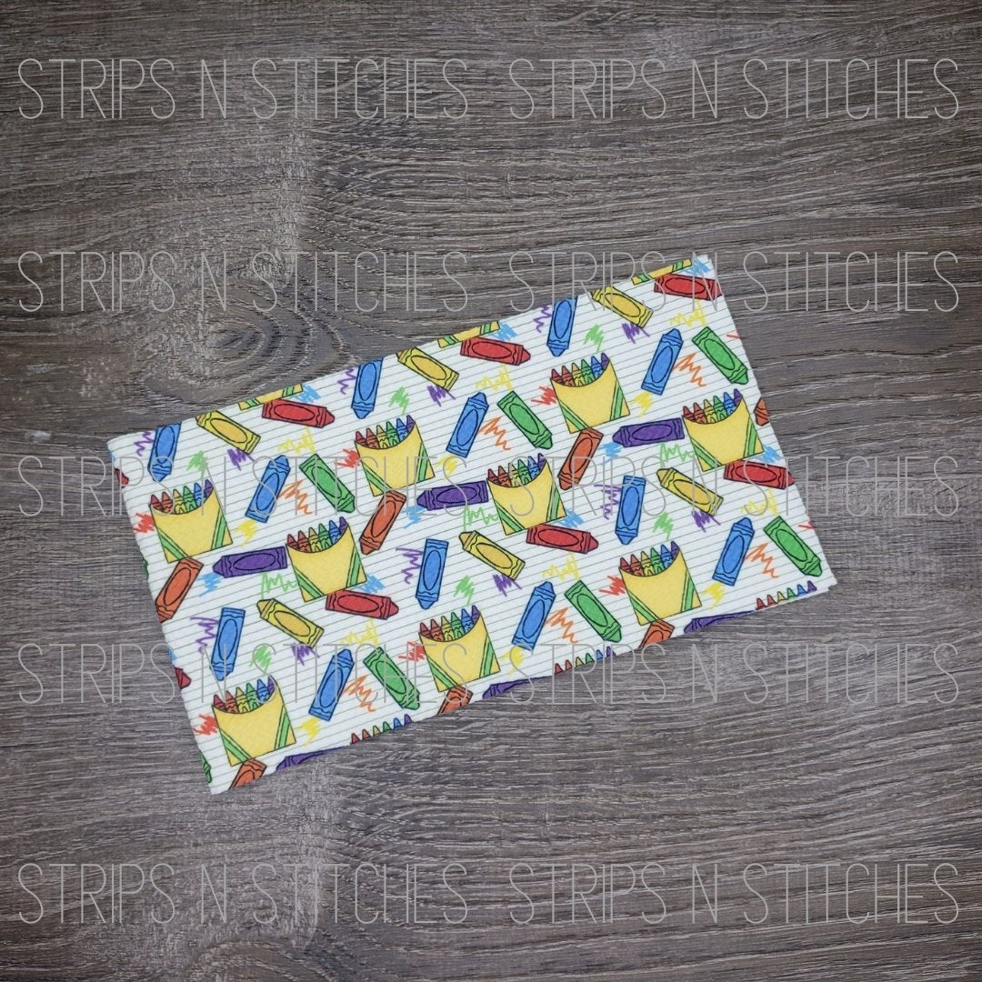 Back to School Crayons - Fabric Strip- Bow Making- Headwrap- Scrunchies