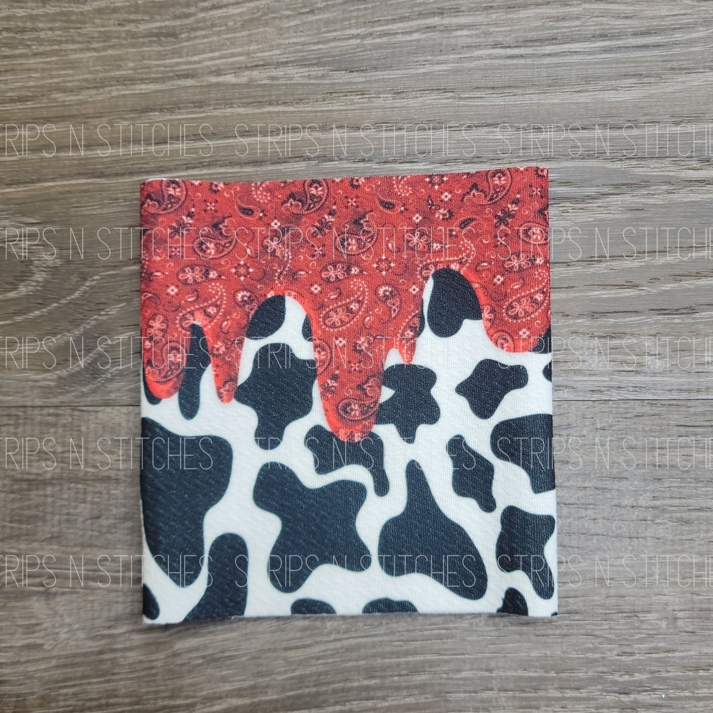 Cow & Red Bandana Drip- Fabric Strip- Bow Making- Headwrap- Scru