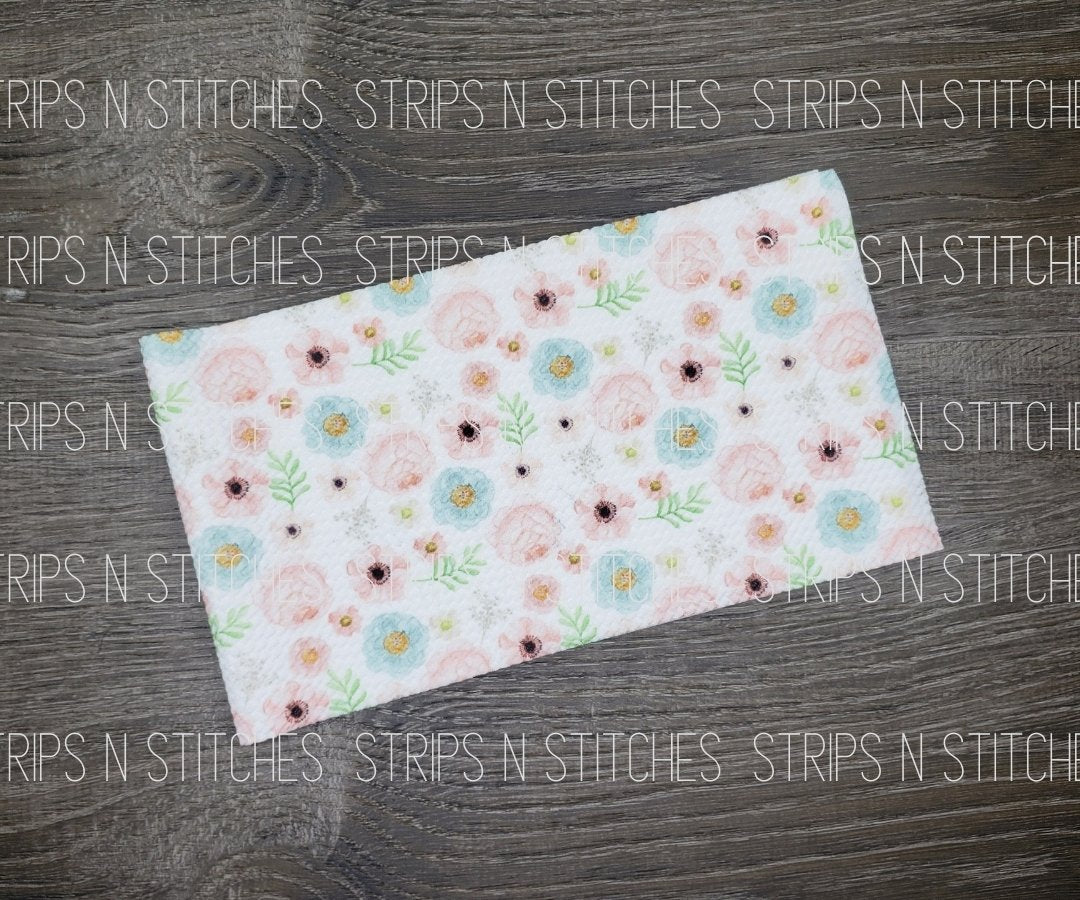 Pastel Flowers Fabric Strip- Bow Making- Headwrap- Scrunchies