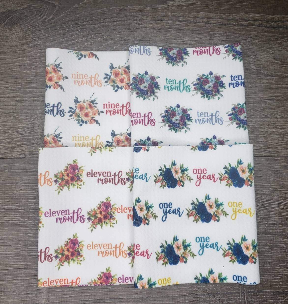 Floral Milestone Months | Fabric Strip- Bow Making- Headwrap- Scrunchies