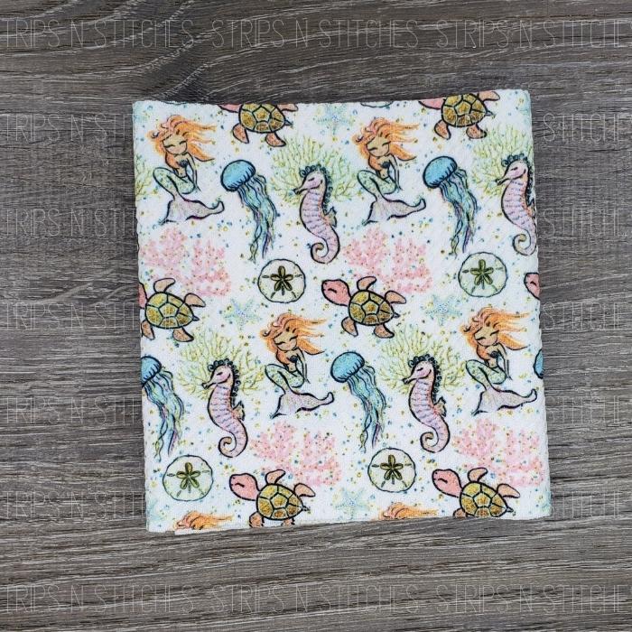 Watercolor Sea Life | Bullet Fabric Strip | Bow Making | Scrunchie |