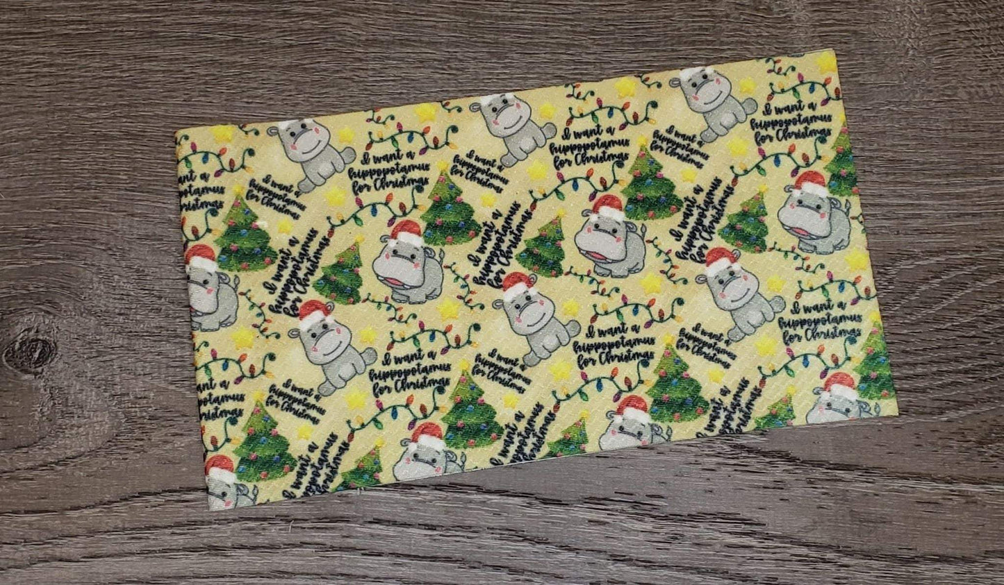 Hippo Christmas Fabric Strip- Bow Making- Headwrap- Scrunchies