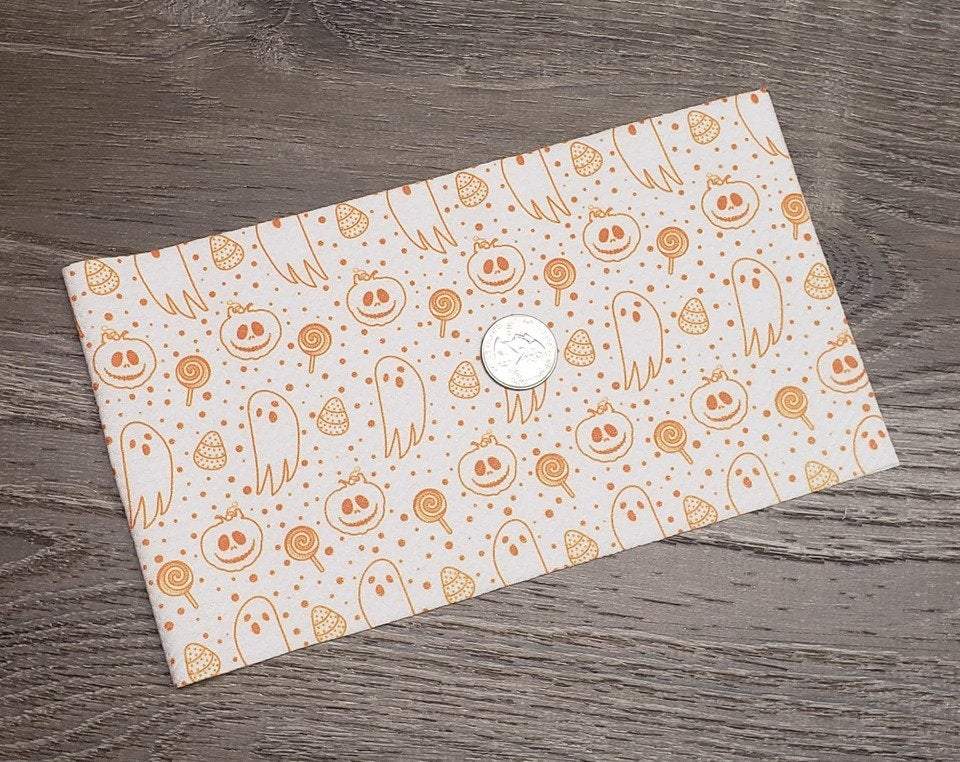 Orange Ghosts Fabric Strip- Bow Making- Headwrap- Scrunchies
