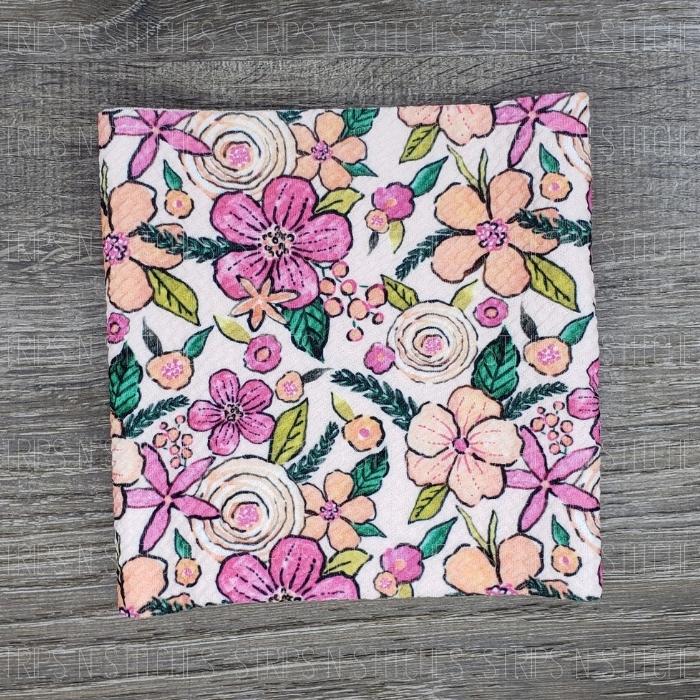 Pink & Peach Flowers | Bullet Fabric Strip | Bow Making | Scrunchie |