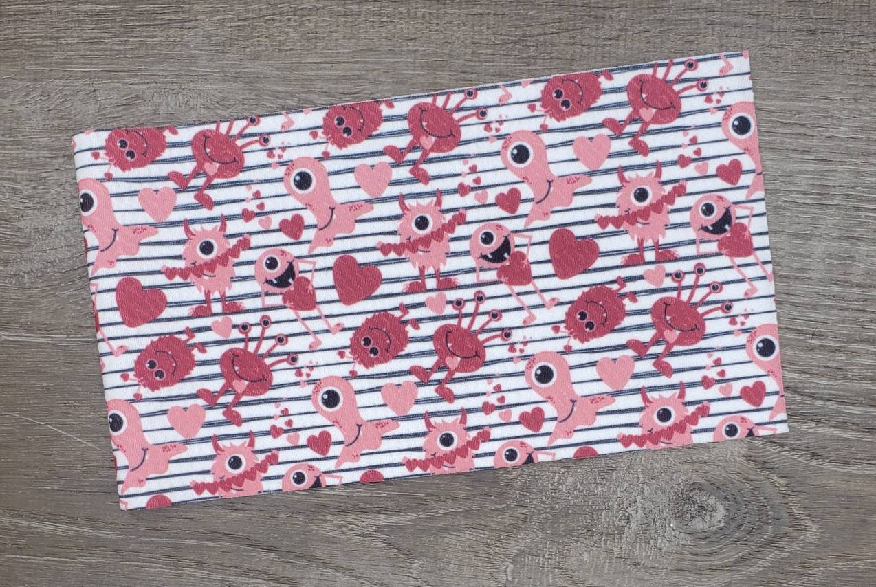 Valentine Monsters Fabric Strip- Bow Making- Headwrap- Scrunchies