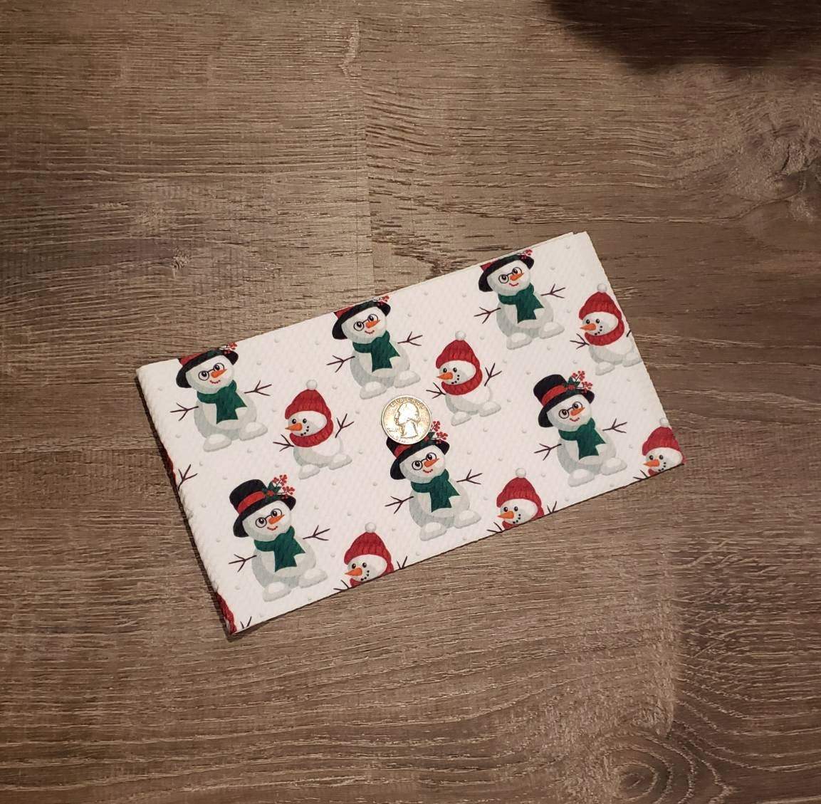 Snowman Fabric Strip- Bow Making- Headwrap- Scrunchies