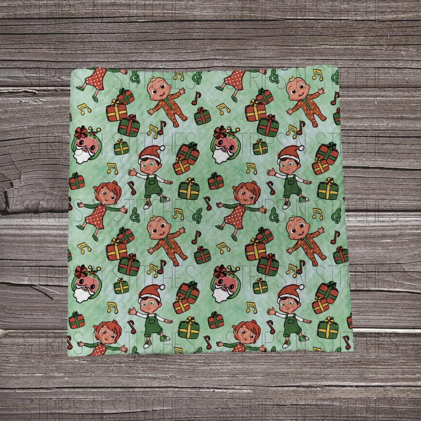 Christmas Cocomelon- Green | Fabric Strip- Bow Making- Headwrap- Scrunchies