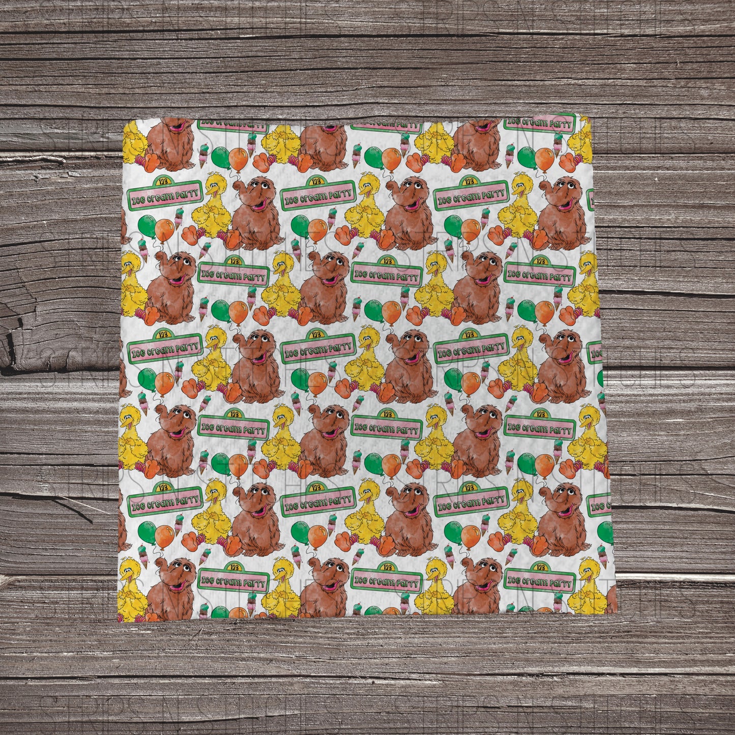 Sesame Ice Cream Party White | Fabric Strip- Bow Making- Headwrap- Scrunchies