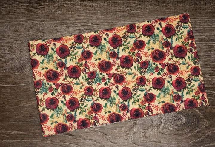 Burgundy Floral Fabric Strip- Bow Making- Headwrap- Scrunchies