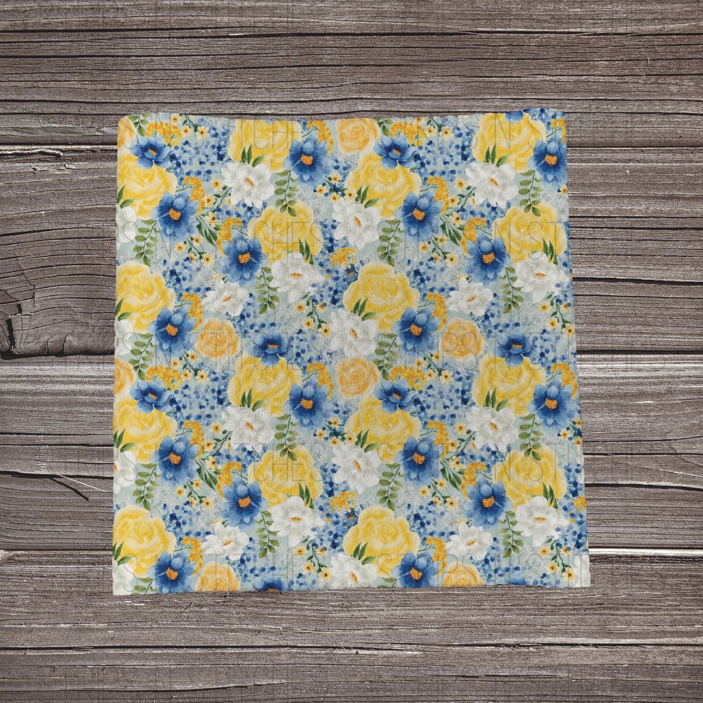 Blue, White & Yellow Flowers | Fabric Strip- Bow Making | Headwraps