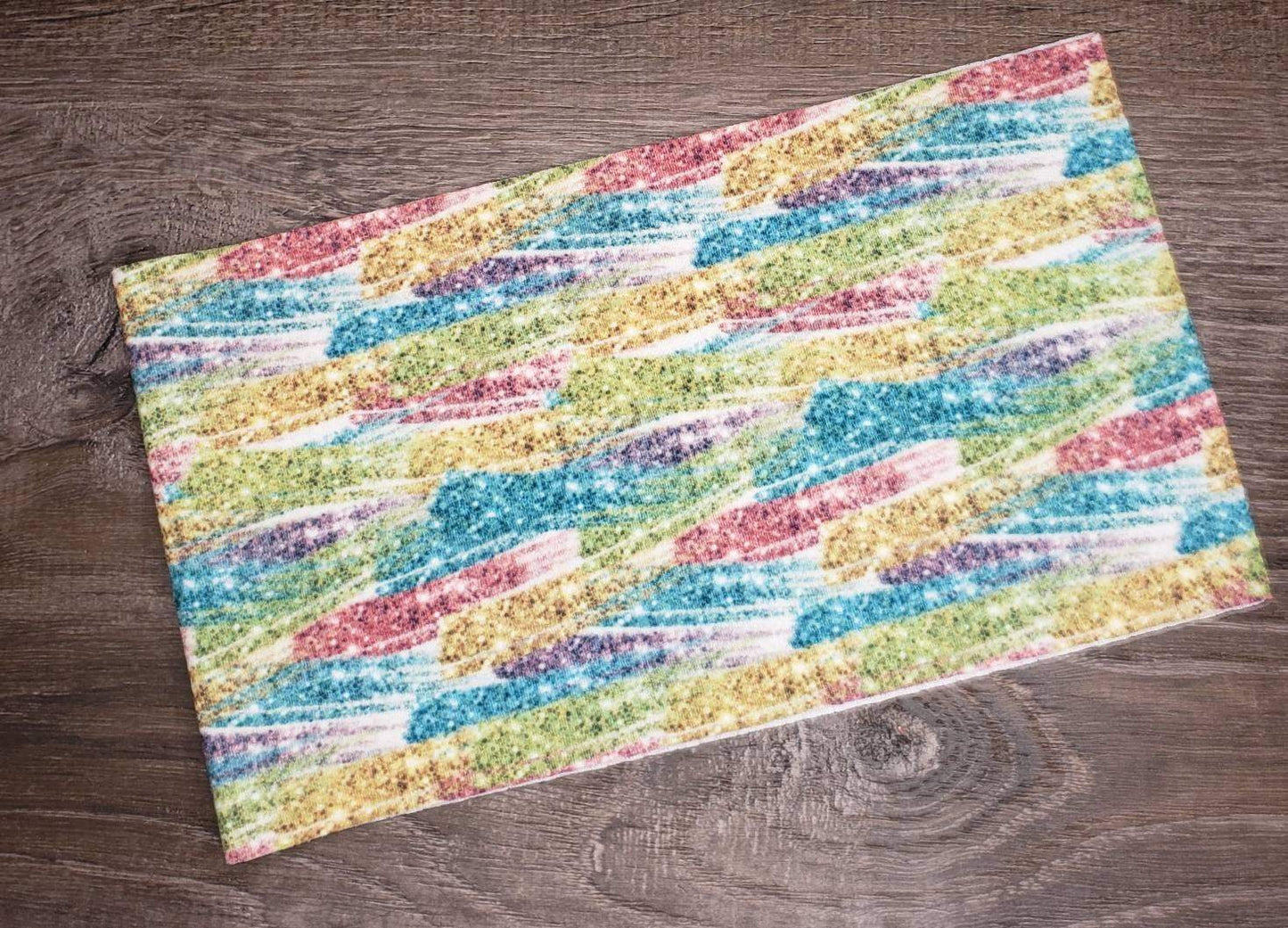 Pastel Faux Glitter Brushstrokes Fabric Strip- Bow Making- Headwrap- Scrunchies