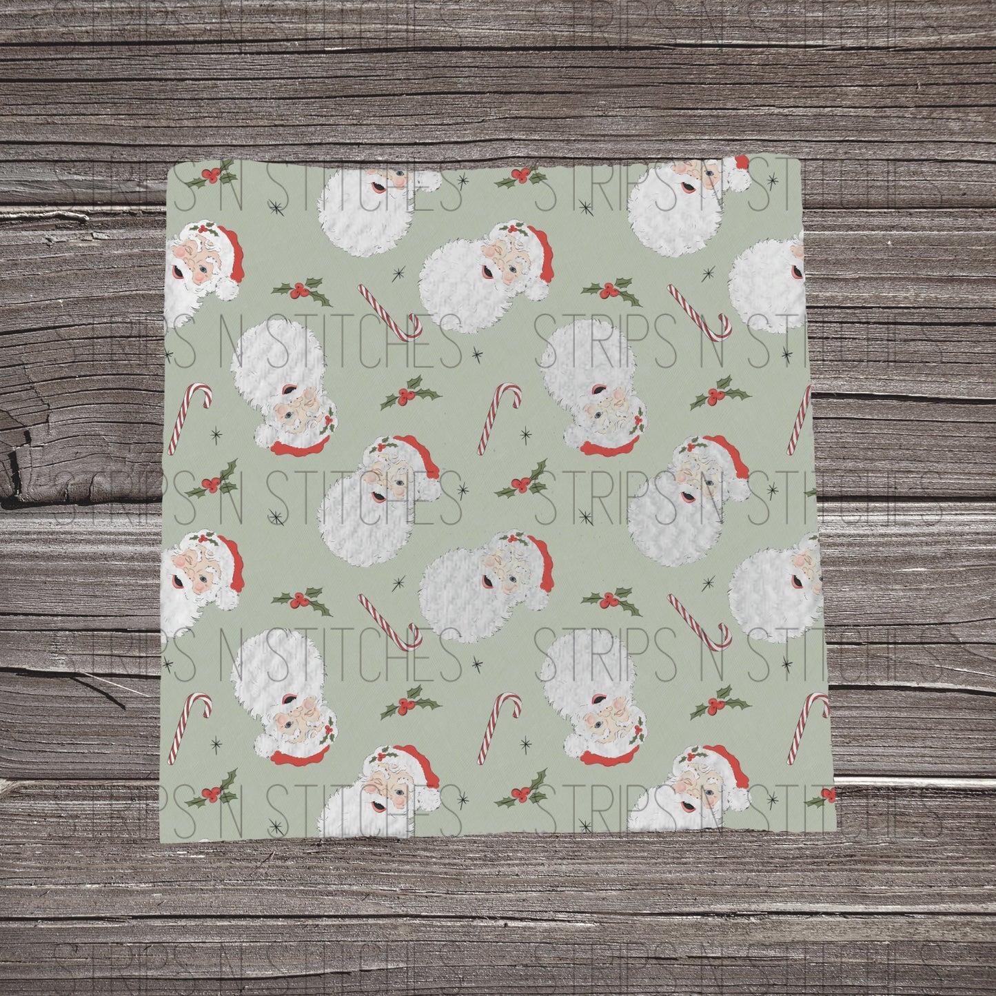 Vintage Santa | Fabric Strip | Bow Making- Headwrap- Scrunchies