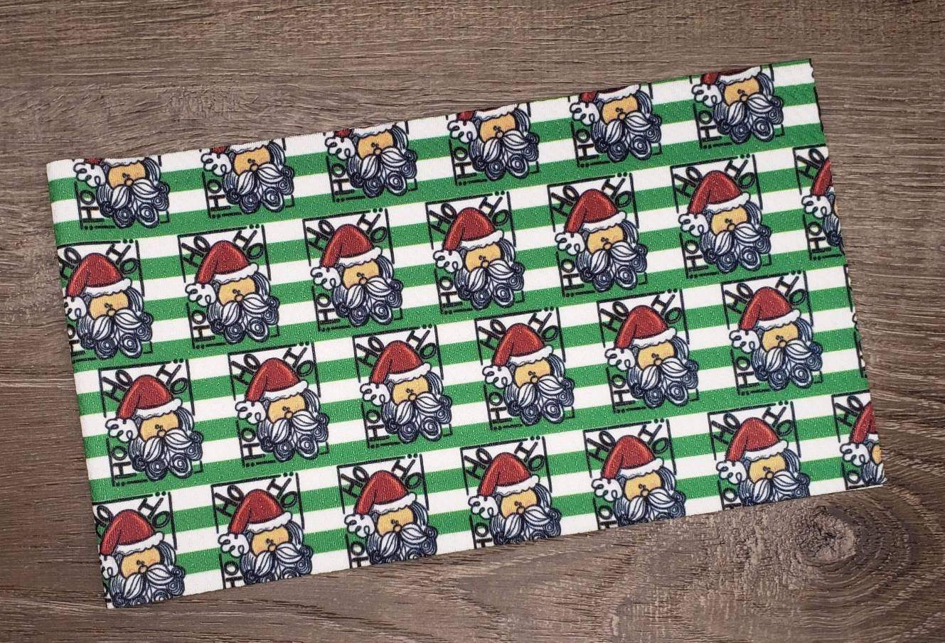 Striped Ho Ho Ho Fabric Strip- Bow Making- Headwrap- Scrunchies