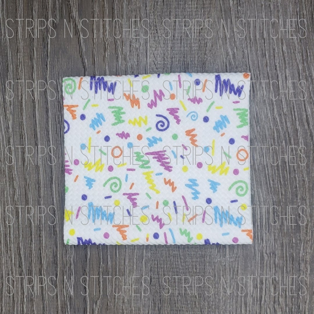 90's Scribble Fabric Strip- Bow Making- Headwrap- Scrunchies-