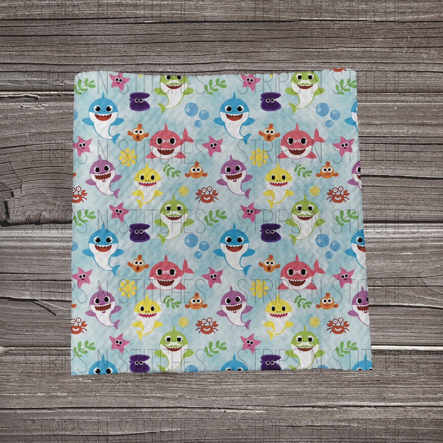 Baby Shark - Blue | Fabric Strip- Bow Making- Headwrap- Scrunchies