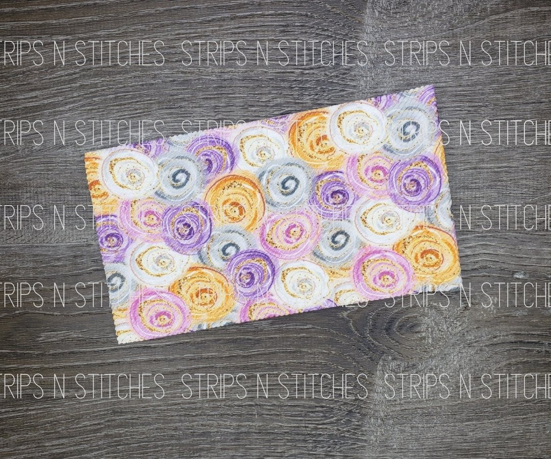 Orange, Purple & Pink Floral Fabric Strip- Bow Making- Headwrap- Scrunchies