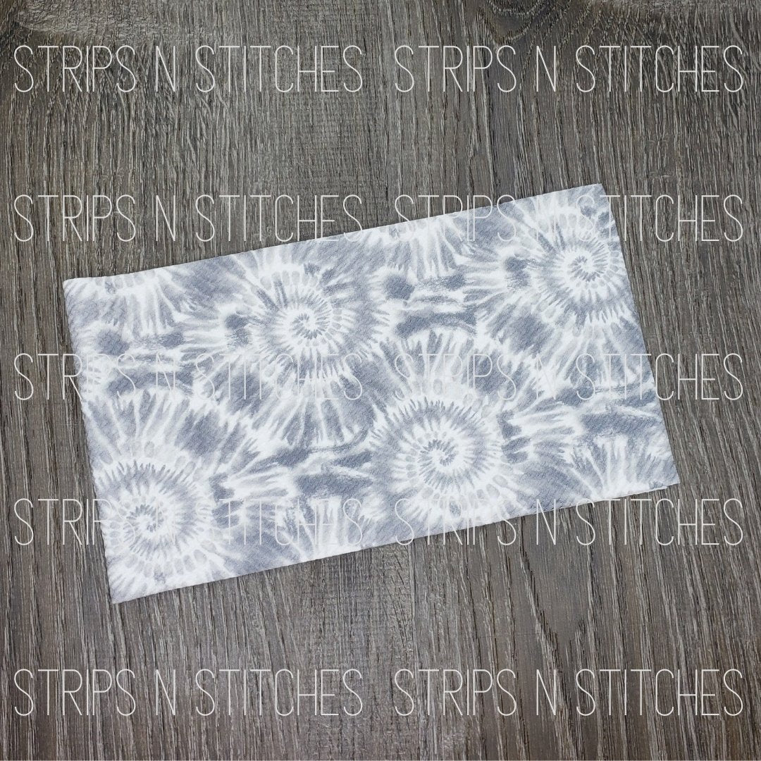 Grey Tie Dye Fabric Strip- Bow Making- Headwrap- Scrunchies