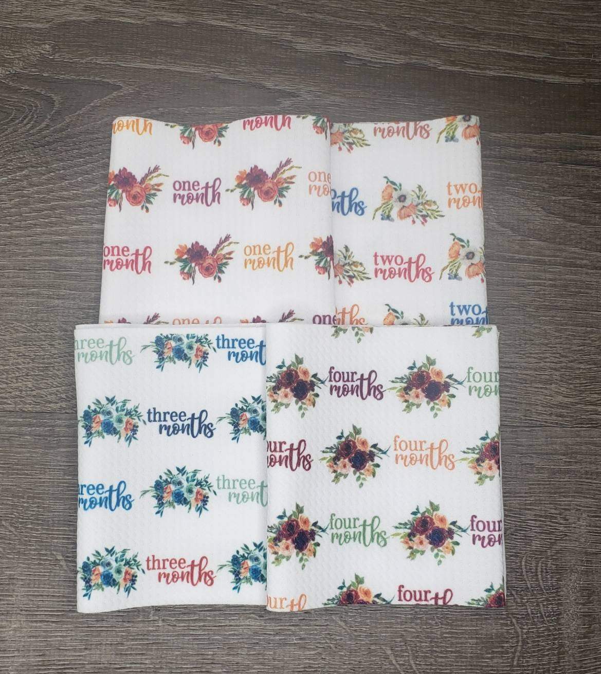 Floral Milestone Months | Fabric Strip- Bow Making- Headwrap- Scrunchies