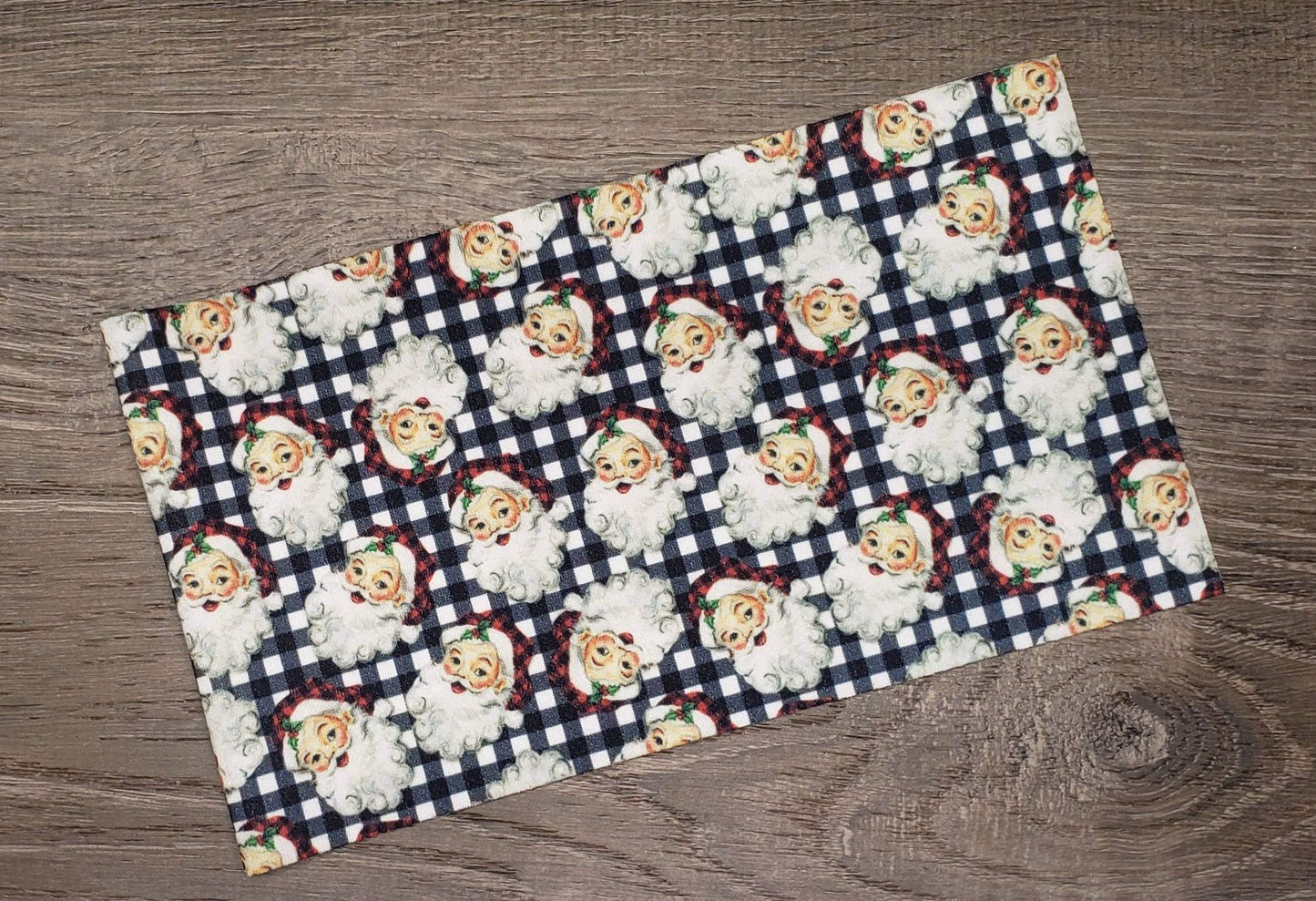 Plaid Santa Fabric Strip- Bow Making- Headwrap- Scrunchies