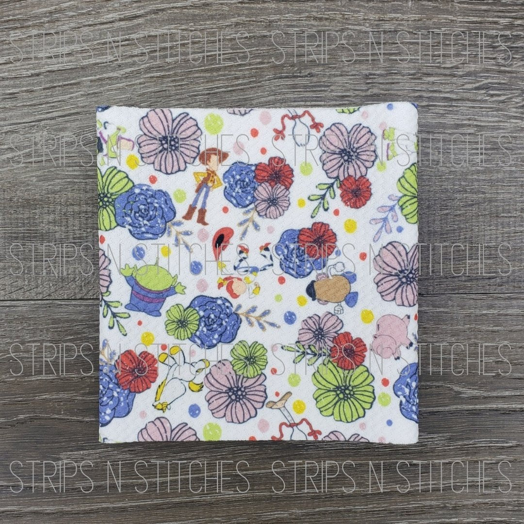 Floral Toy Story - Coordinating Stripes Available | Fabric Strip | Bow Making |