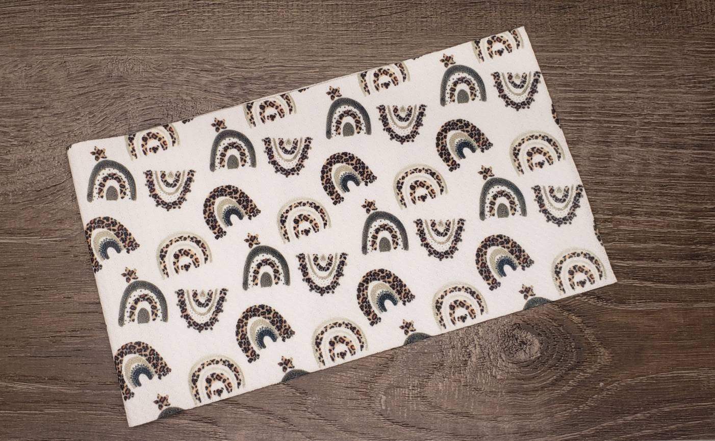 Leopard Rainbow Fabric Strip- Bow Making- Headwrap- Scrunchies
