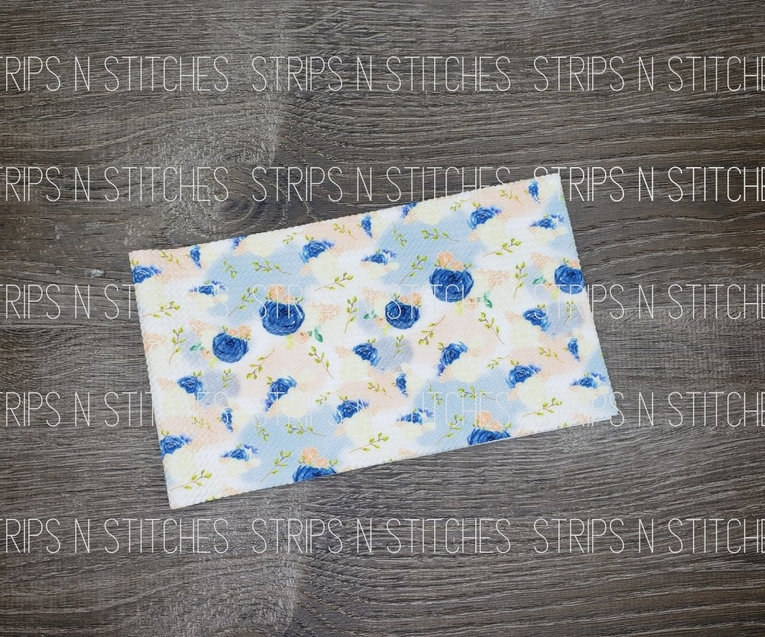 Navy & Peach Floral Fabric Strip- Bow Making- Headwrap- Scrunchies