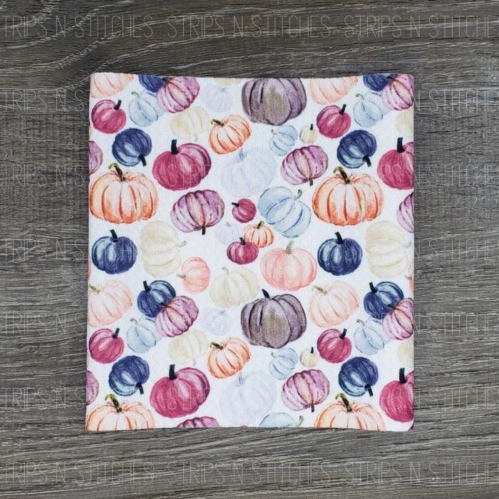 Watercolor Pumpkins- Pink, Blue & Orange | Bullet Fabric Strip | Bow Making | Sc