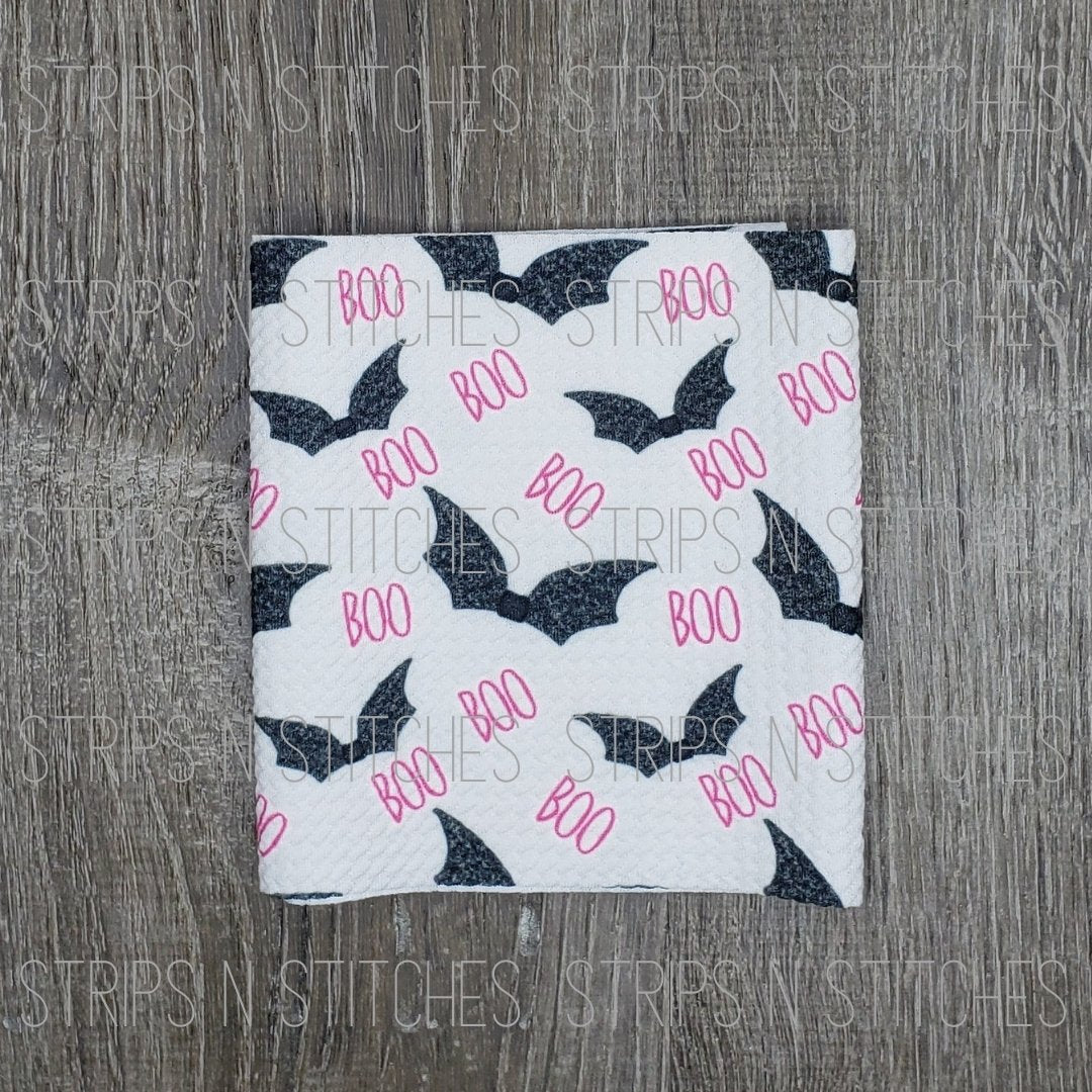 Black Bats w/pink boo - Fabric Strip- Bow Making- Headwrap- Scrunchies