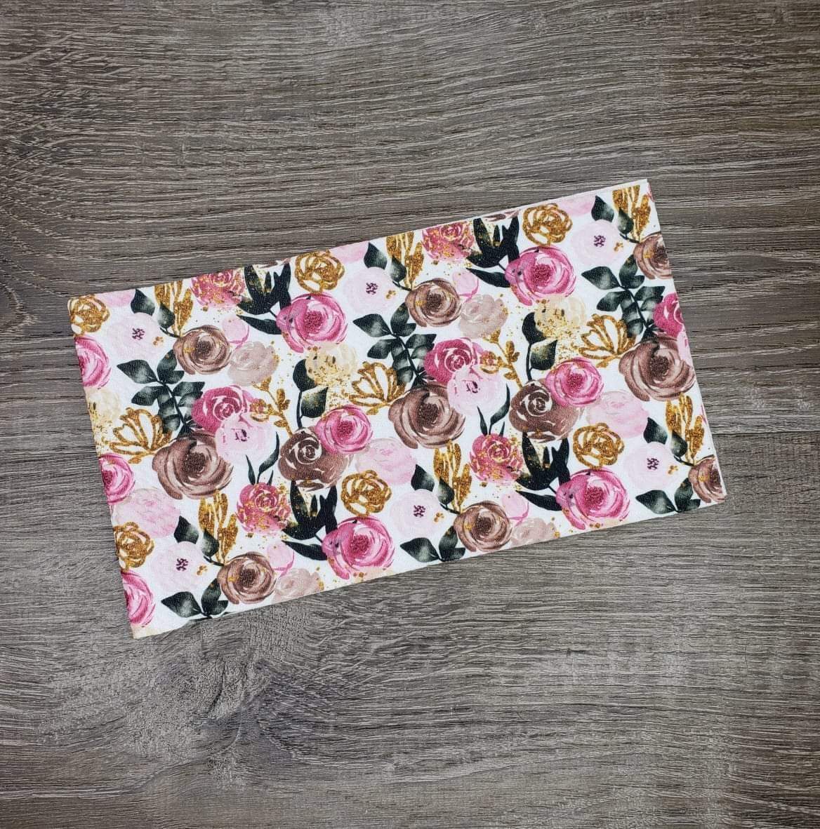 Dark Rose with Gold Fabric Strip- Bow Making- Headwrap- Scrunchies