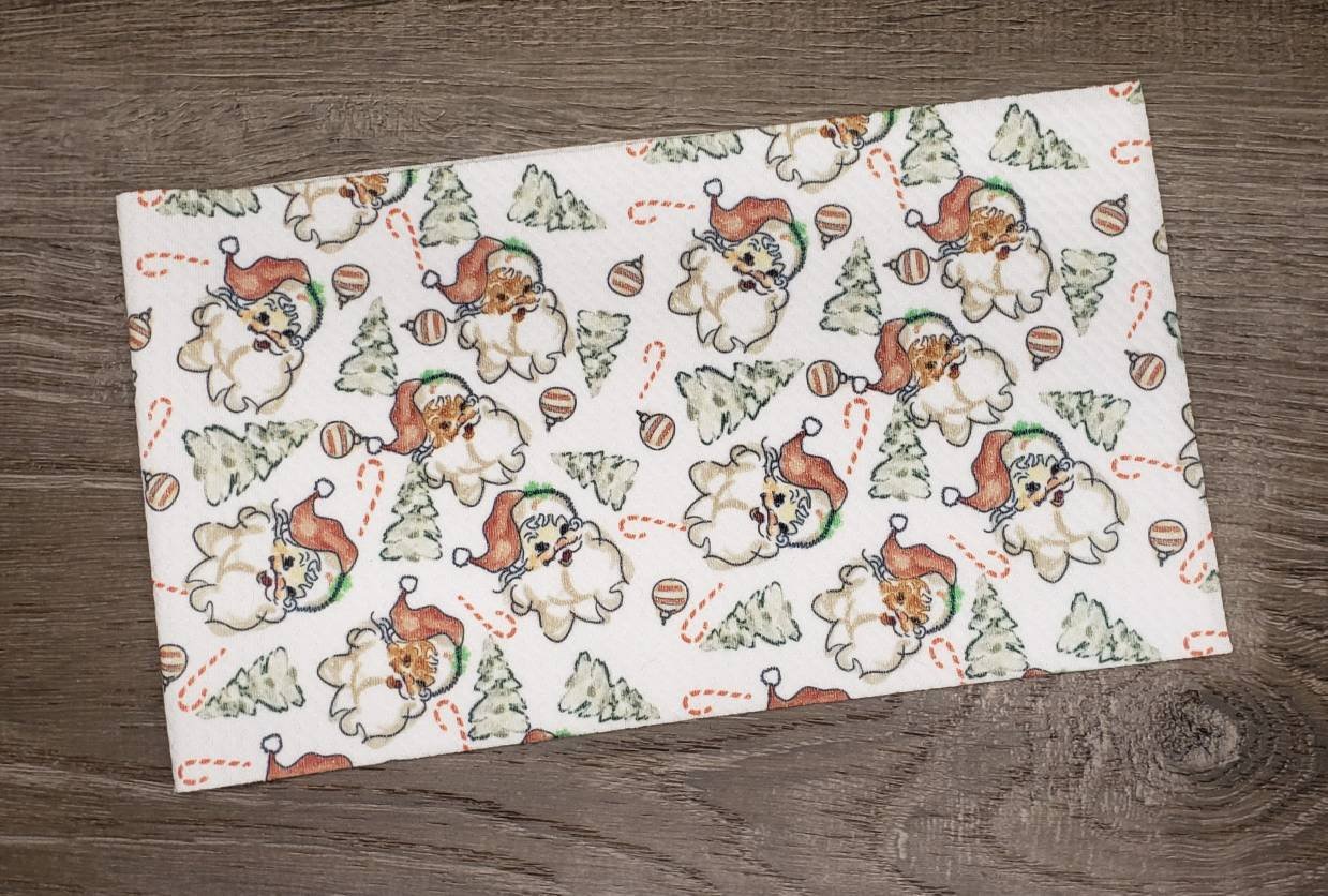 Vintage Santa Fabric Strip- Bow Making- Headwrap- Scrunchies