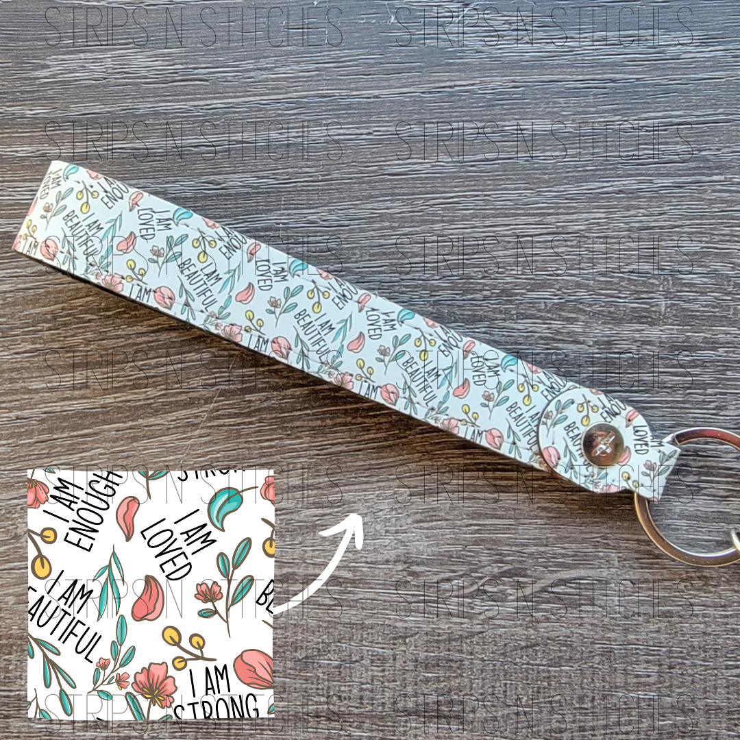 Self Love Faux Leather Wristband Keychain