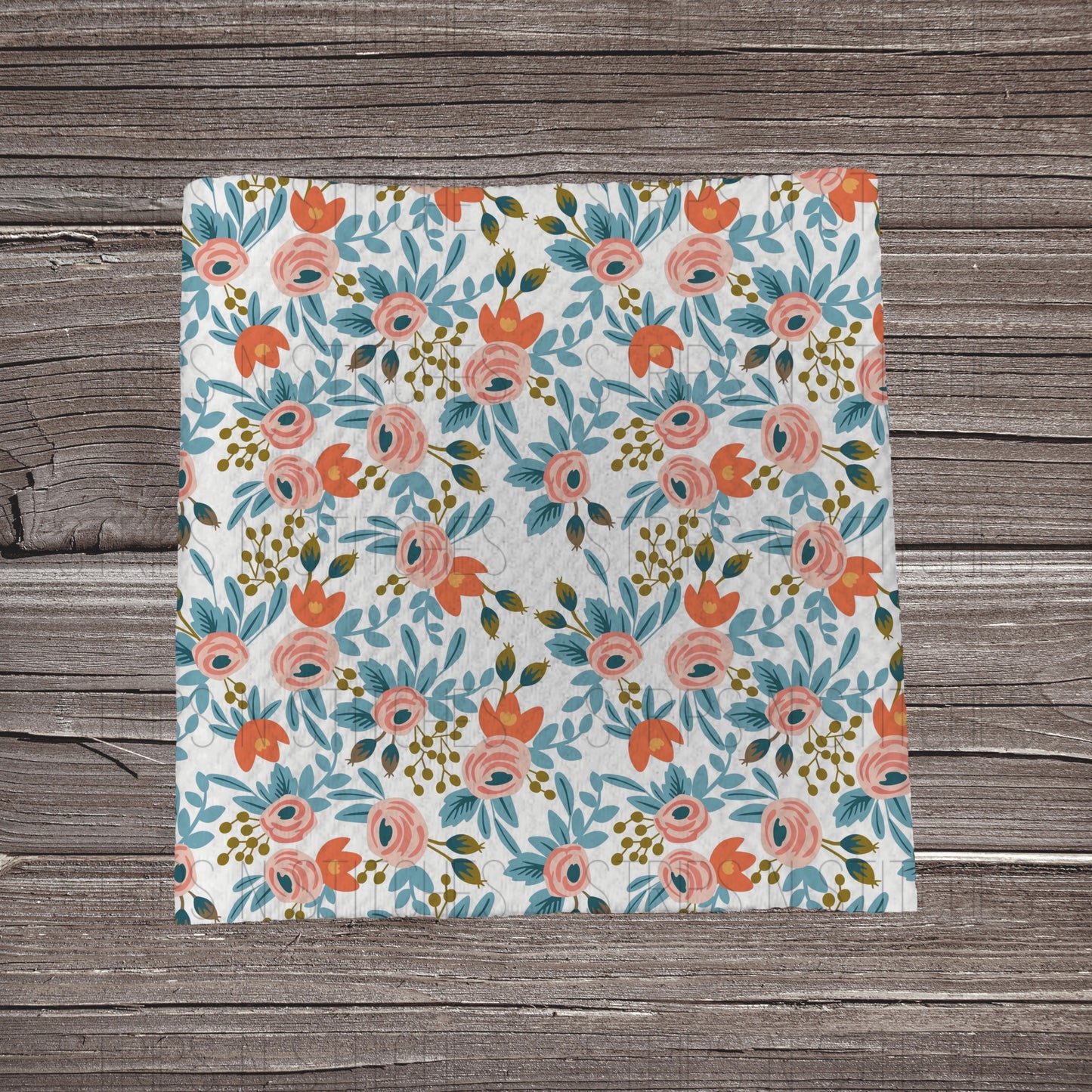 Simple Orange & Blue Flowers | Fabric Strip- Bow Making- Headwrap-Scrunchies