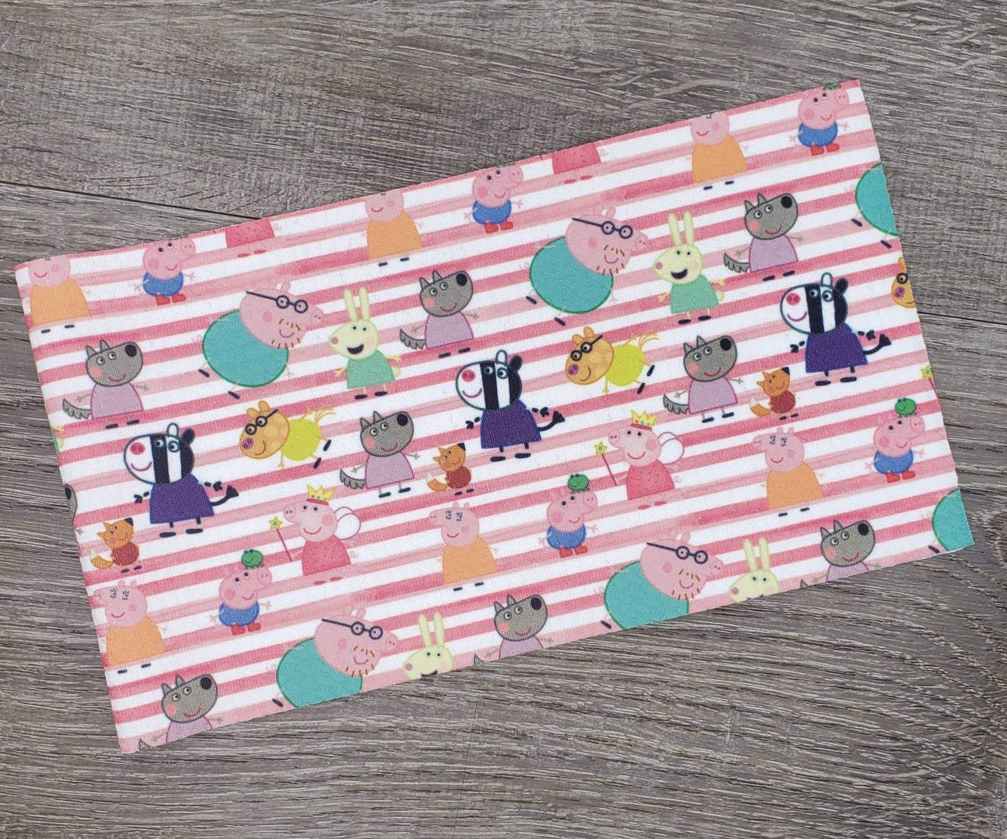 Striped Peppa Pig Fabric Strip- Bow Making- Headwrap- Scrunchies