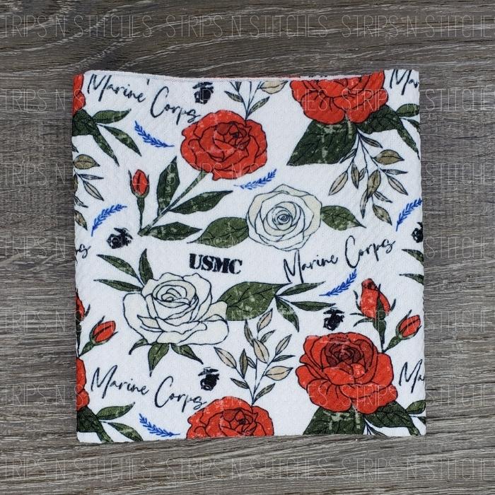 Floral Marine Corps | Bullet Fabric Strip | Bow Making | Scrunchie |