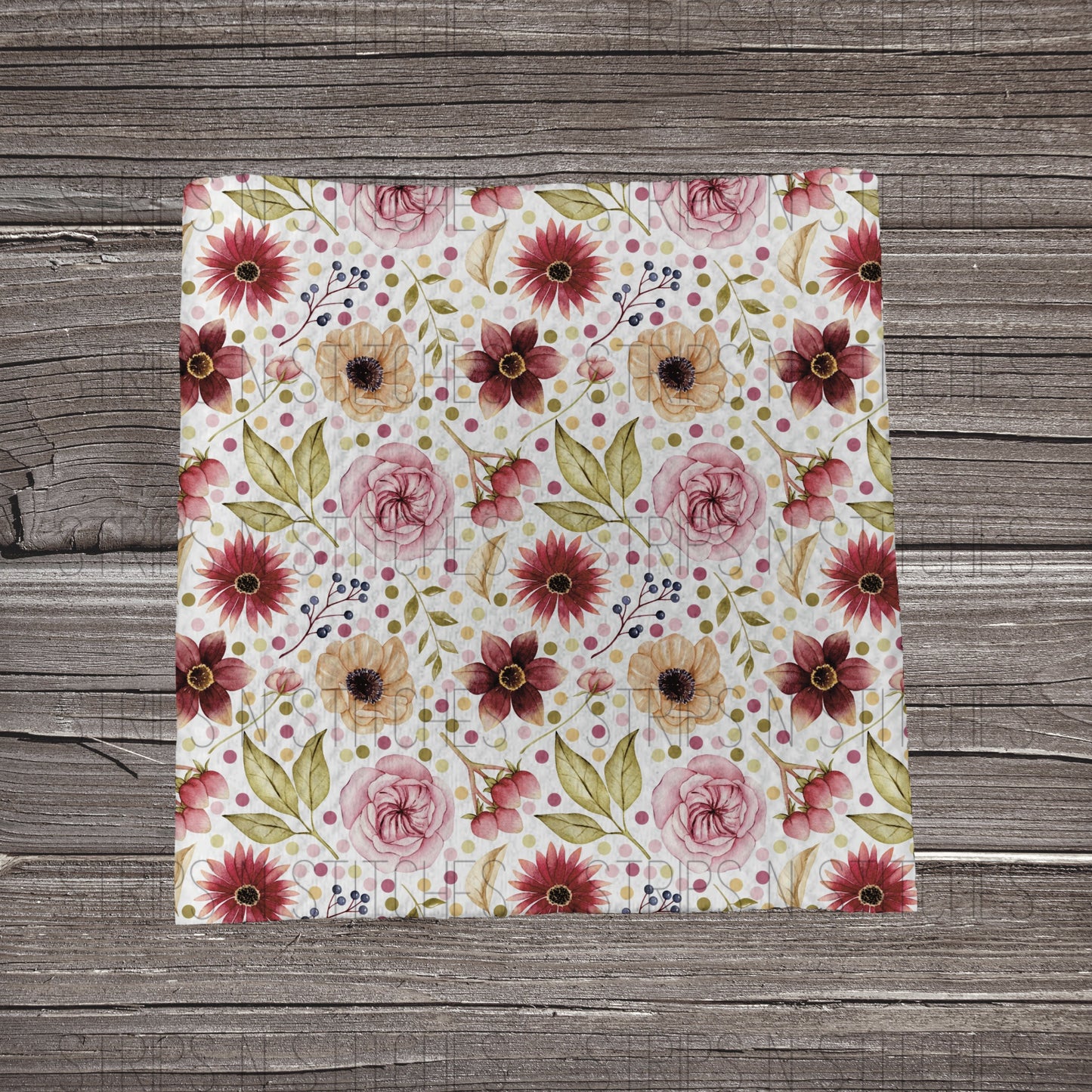 Maroon & Pink Flowers | Bullet Fabric Strip | Bow Making | Scrunchie |