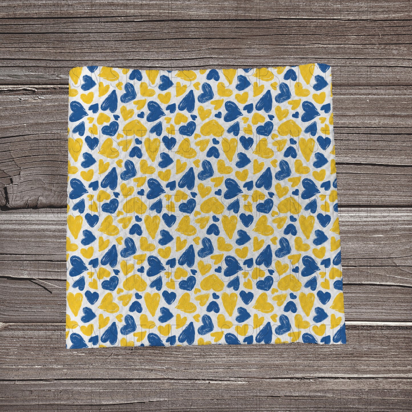 Blue & Yellow Hearts | Fabric Strip- Bow Making | Headwraps