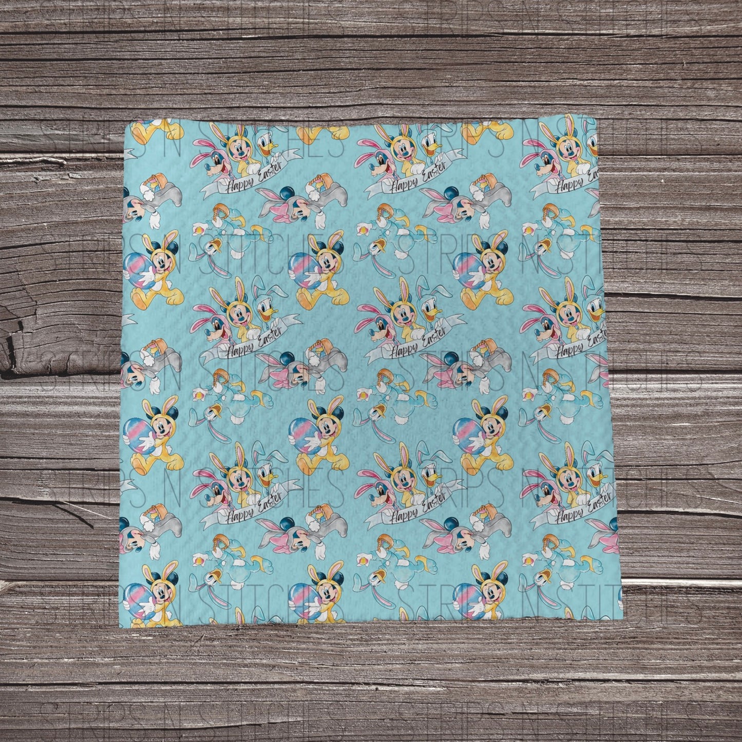 Happy Easter Mouse Blue | Fabric Strip- Bow Making- Headwrap- Scrunchies