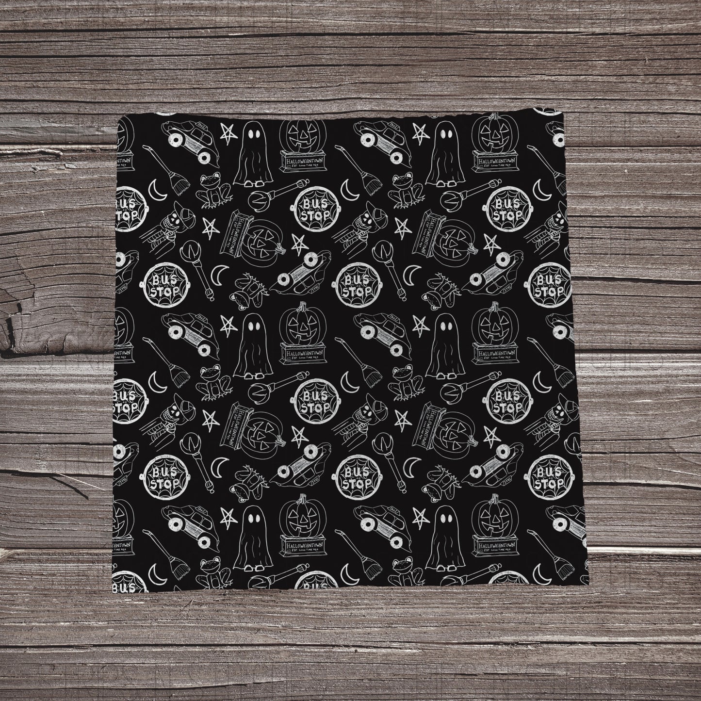 Black & White HalloweenTown Bus Stop | Fabric Strip- Bow Making-