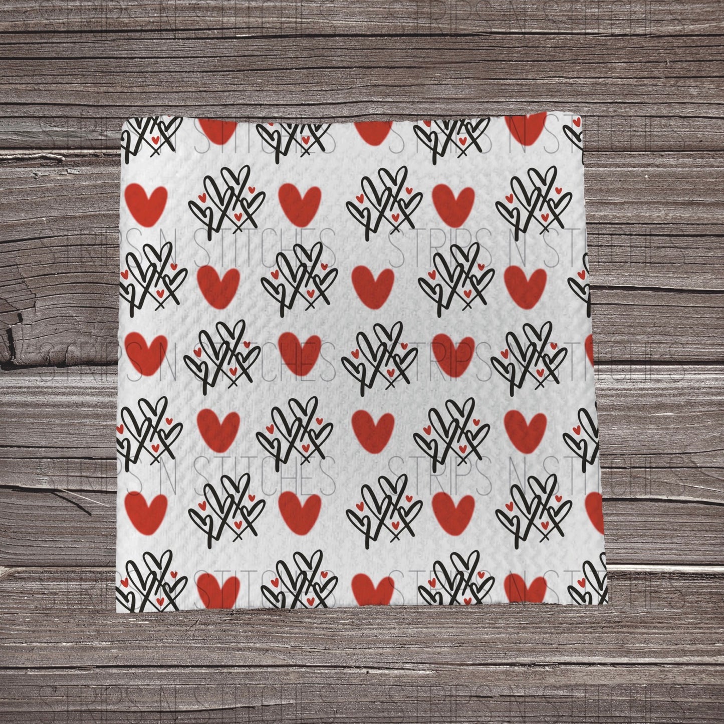 Black & Red Hearts | Fabric Strips | Bow Making | Headwrap | Scrunchies