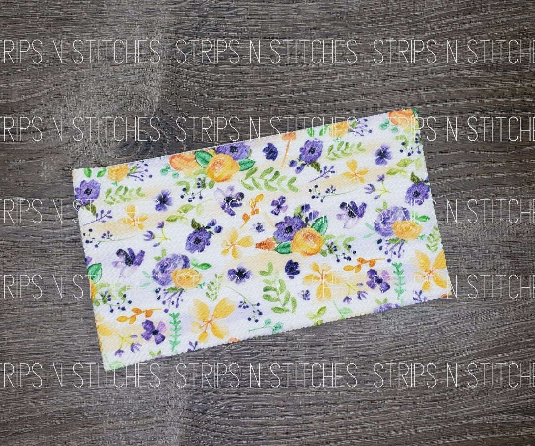 Purple & Orange Flowers Fabric Strip- Bow Making- Headwrap- Scrunchies