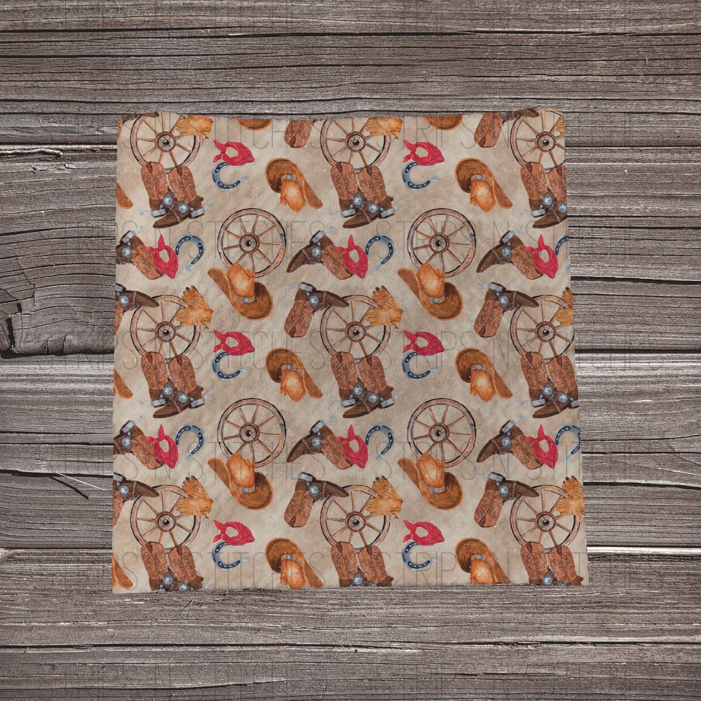 Wagon Wheel & Boots | Fabric Strip- Bow Making- Headwrap-Scrunchies