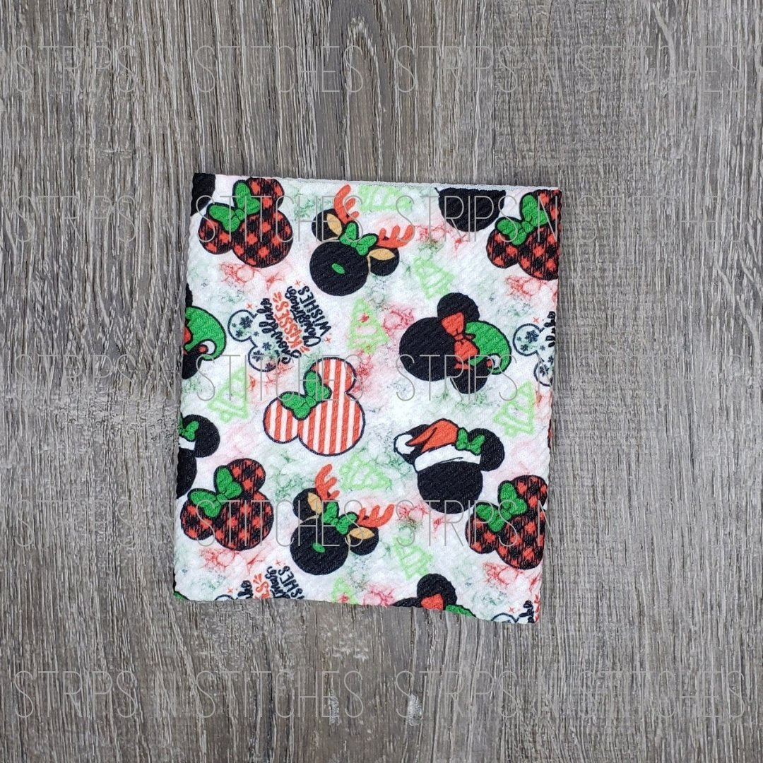 Christmas Girl Mouse - Fabric Strip- Bow Making- Headwrap- Scrunchies