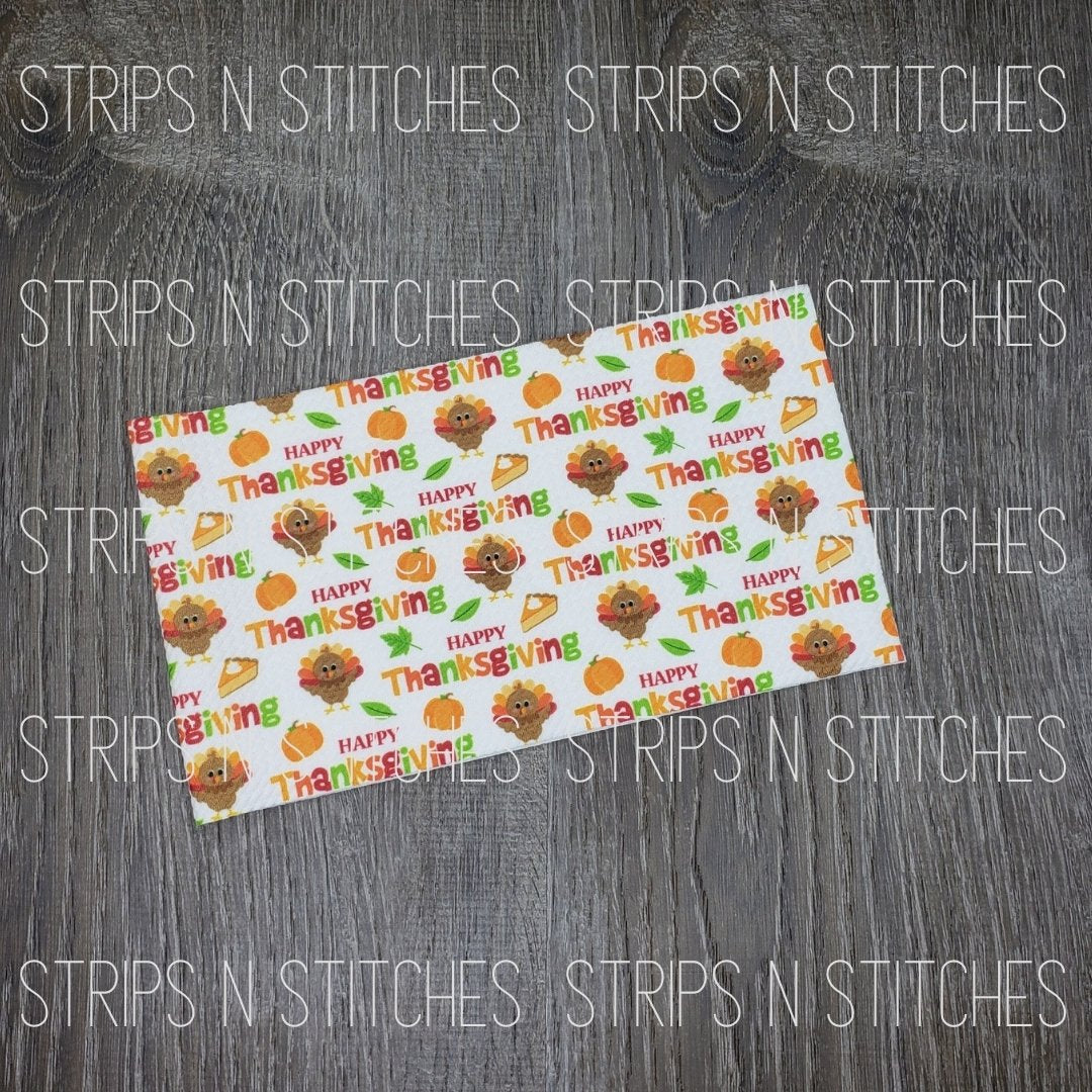 Happy Thanksgiving Fabric Strip- Bow Making- Headwrap- Scrunchies
