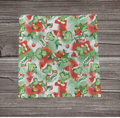 Watercolor Grinchmas | Fabric Strip- Bow Making- Headwrap- Scrunchies